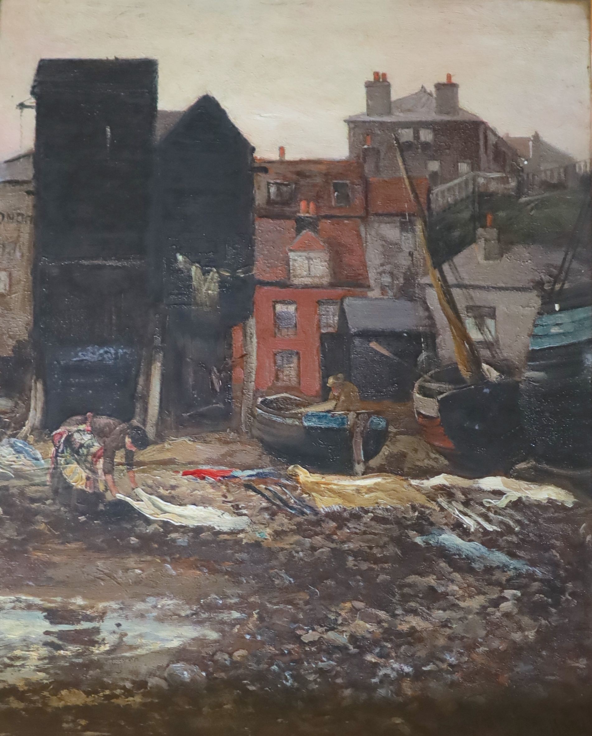 Alfred de Breanski (1852-1928), oil on board, ‘No3, The Fishermen’s Quarter, Hastings’, signed and dated 1882, 45 x 35cm